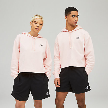 New Balance Uni-ssentials French Terry Crop Hoodie, UT21502PIE image number null