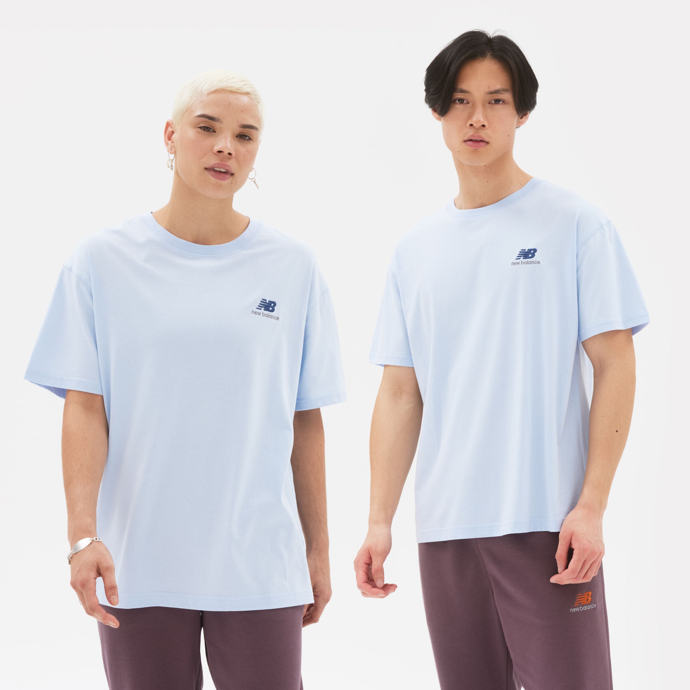 New Balance Unisexe T-Shirt Uni-ssentials Cotton en Blue/Bleu, Taille U1