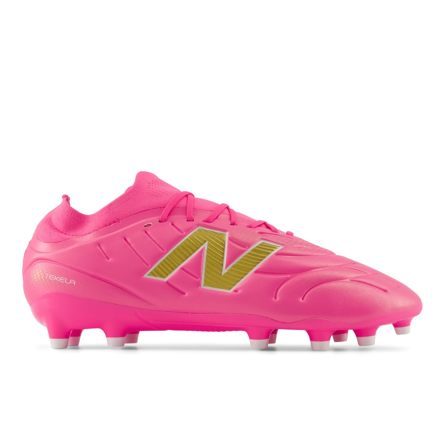 Женские кроссовки New Balance Tekela Team Low MG V5, цвет: Розовый / Золотой — фото 1