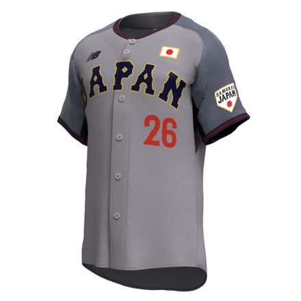 【受注生産】侍ジャパン レプリカユニフォーム #26 鈴木 豪太, Grey, UT62F8P8GR