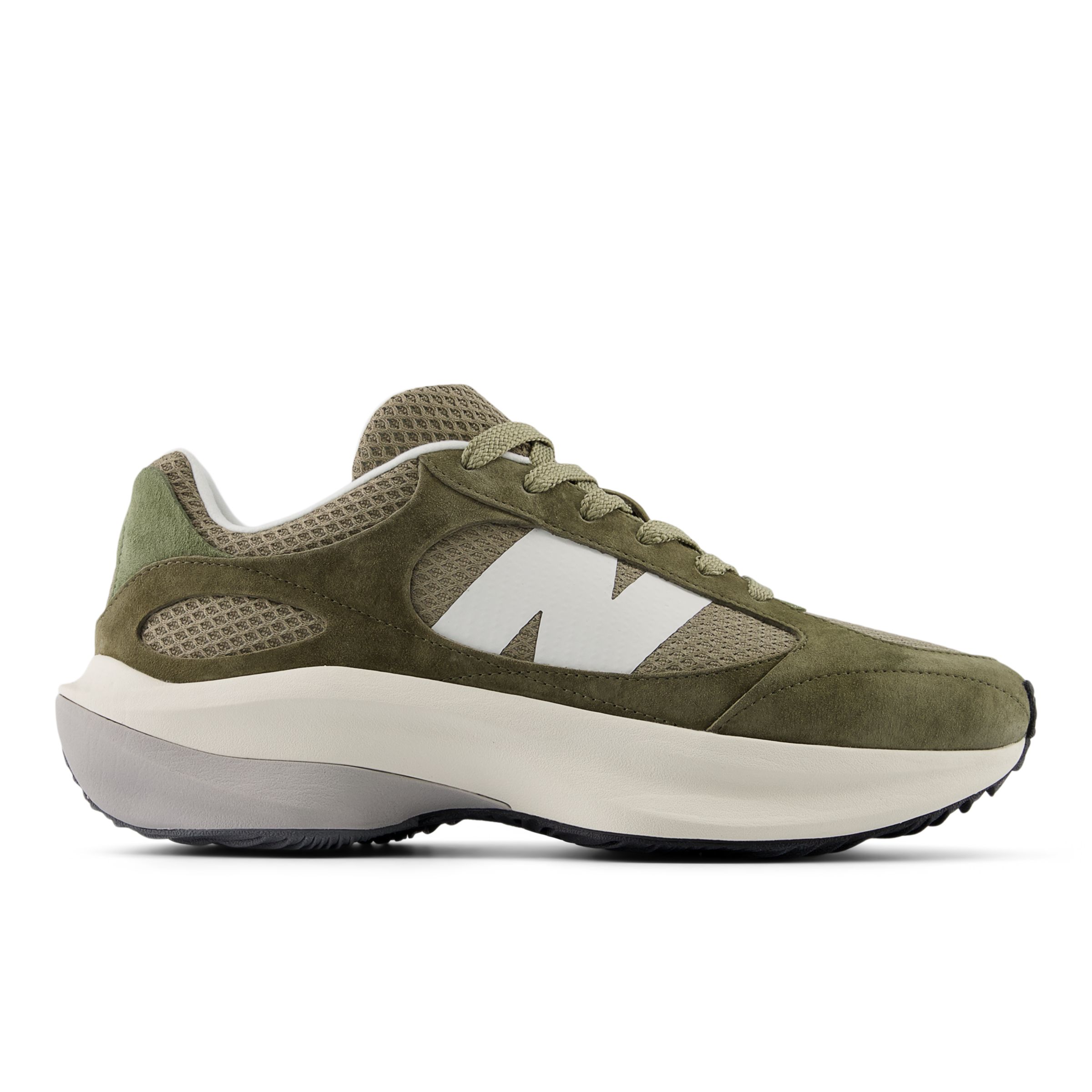 New Balance Unisex WRPD Runner in Green/Beige/White Suede/Mesh, size 11