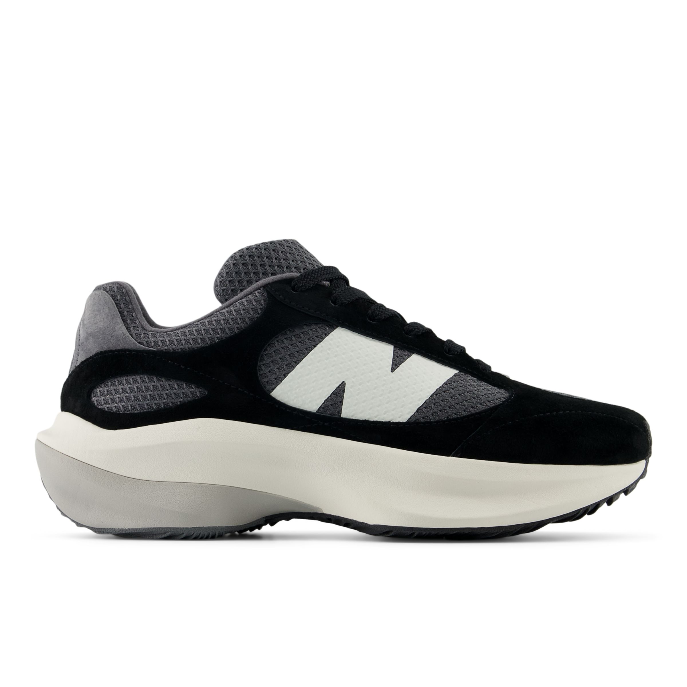 New Balance Unisex WRPD Runner in Black/Grey/White Suede/Mesh, size 7