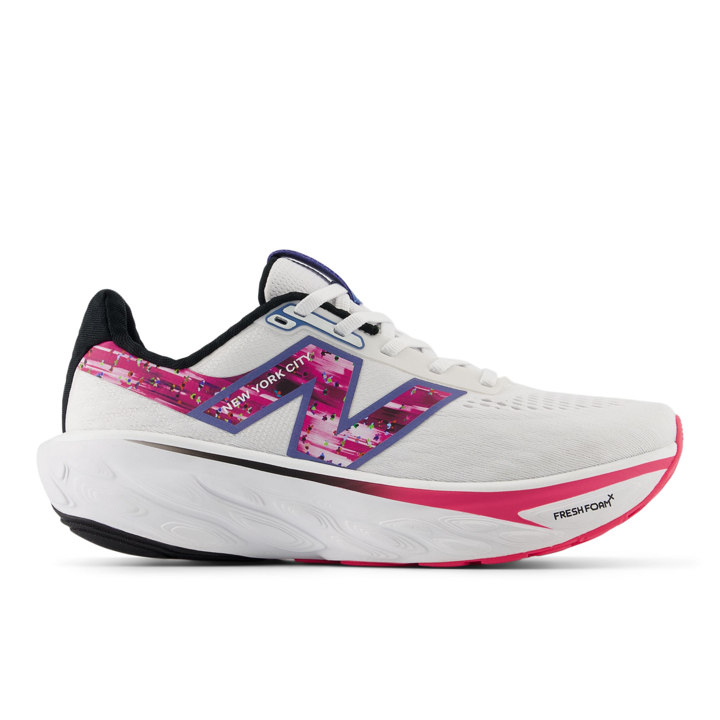 New Balance Women's TCS NYC Marathon® Fresh Foam X 1080 v14 in White/Pink/Black Synthetic, size 7.5 Narrow