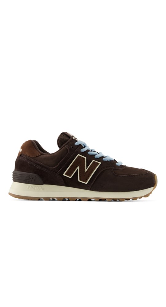 New Balance 574 in Black Coffee With Angora