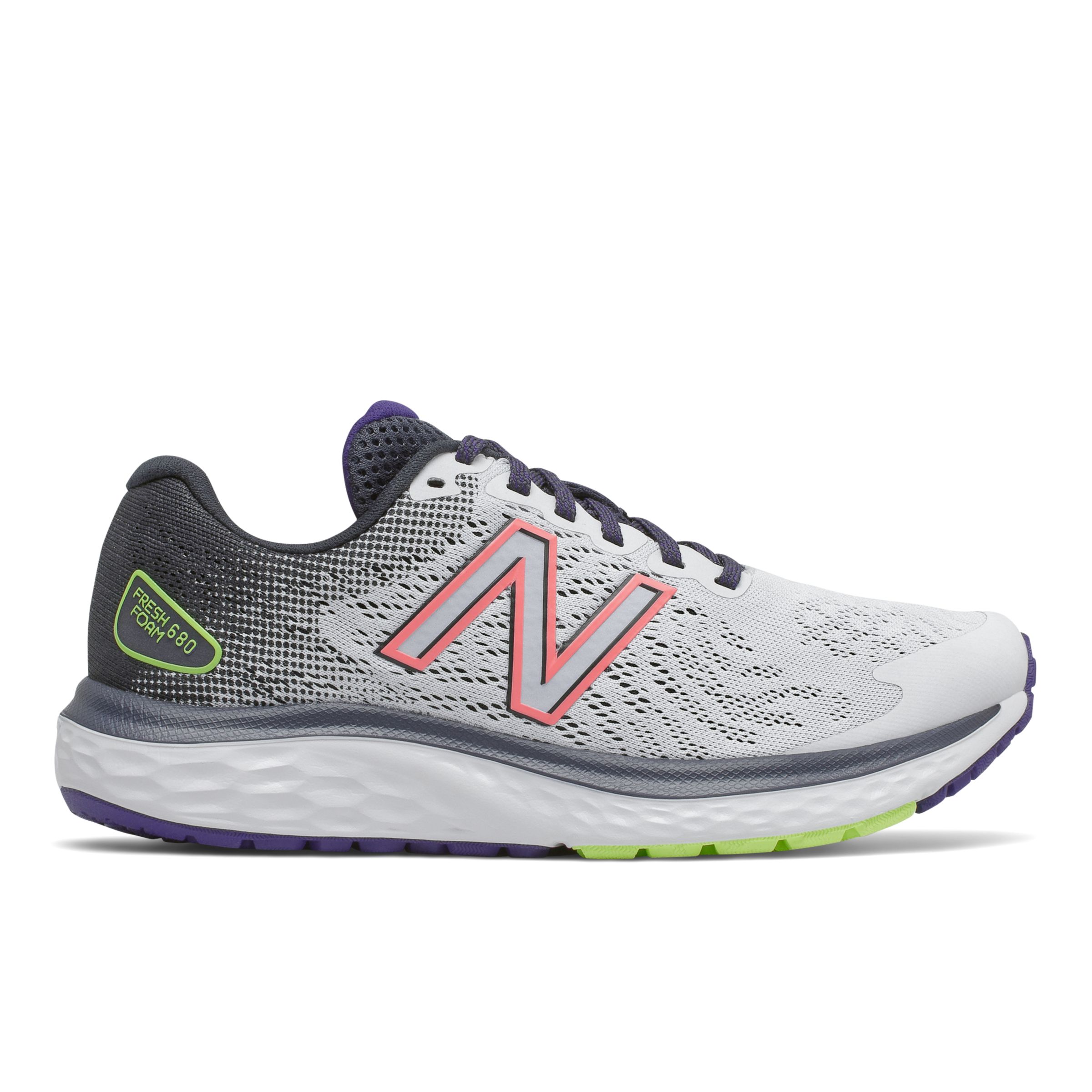 

New Balance Women's Fresh Foam 680v7 Grey/Black/Pink/Yellow - Grey/Black/Pink/Yellow