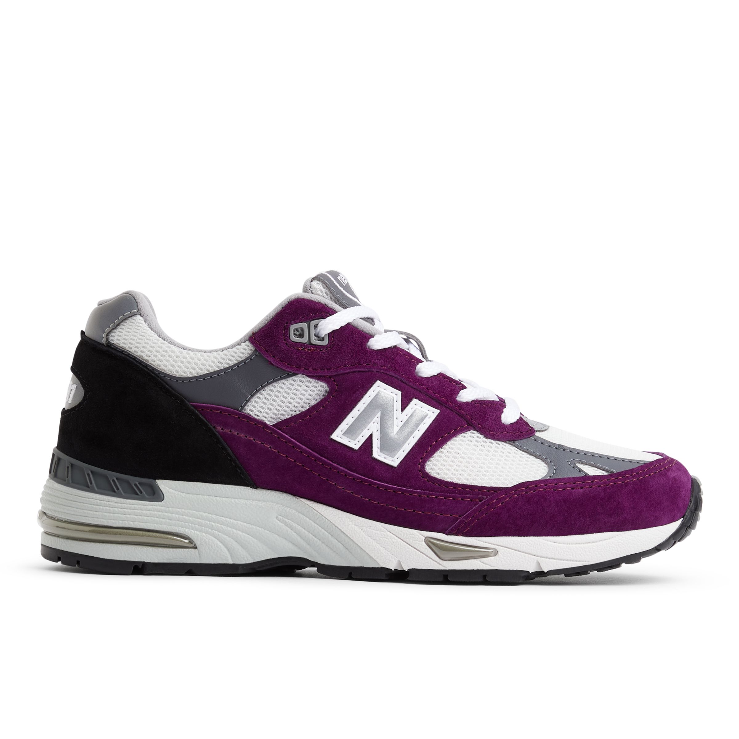 

New Balance Femme MADE in UK 991v1 Bright Renaissance en Mauve/Gris/Noir, Suede/Mesh, Taille 37