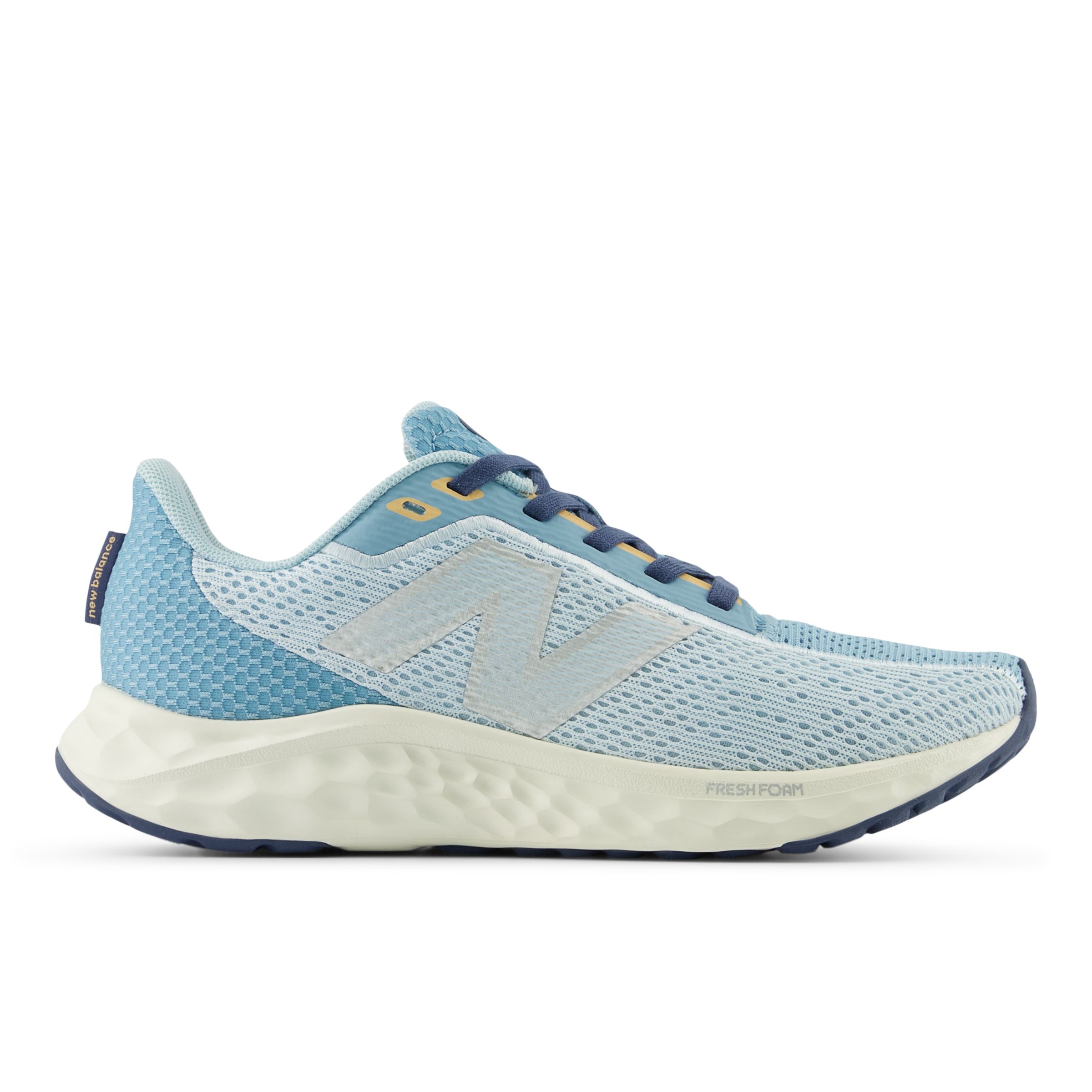 New Balance Women's Fresh Foam Arishi v4 in Blue/Grey/Orange Synthetic, size 6.5 Narrow