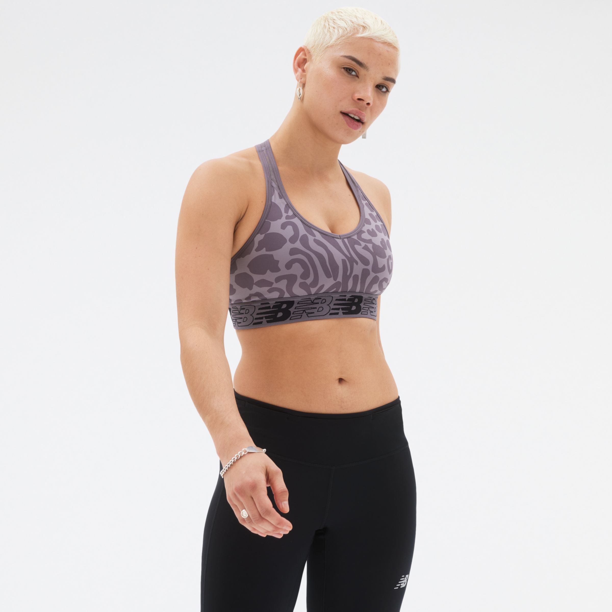 

New Balance Women's NB Pace Bra Printed 3.0 Grey - Grey