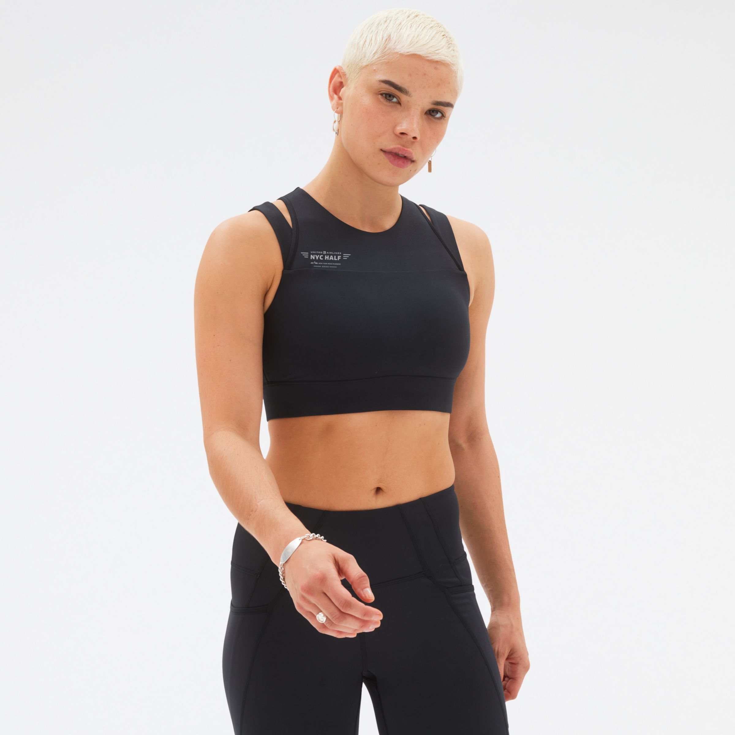 

New Balance Women's United Airlines NYC Half Shape Shield Crop Bra Black - Black