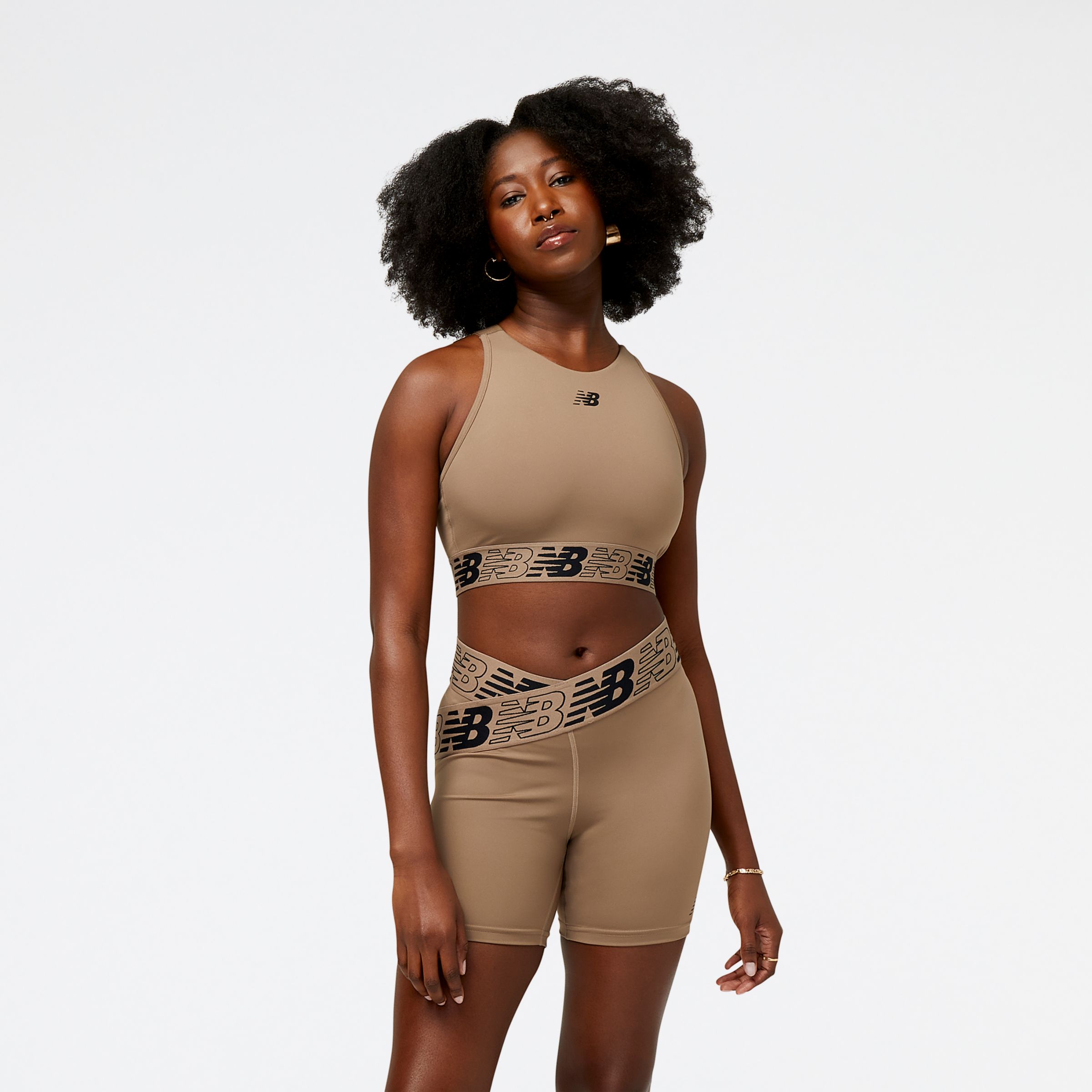 New Balance Mulheres Suti?s Relentless Crop in CasBronzeadoho/marron, Poly Knit, Tamanho XL