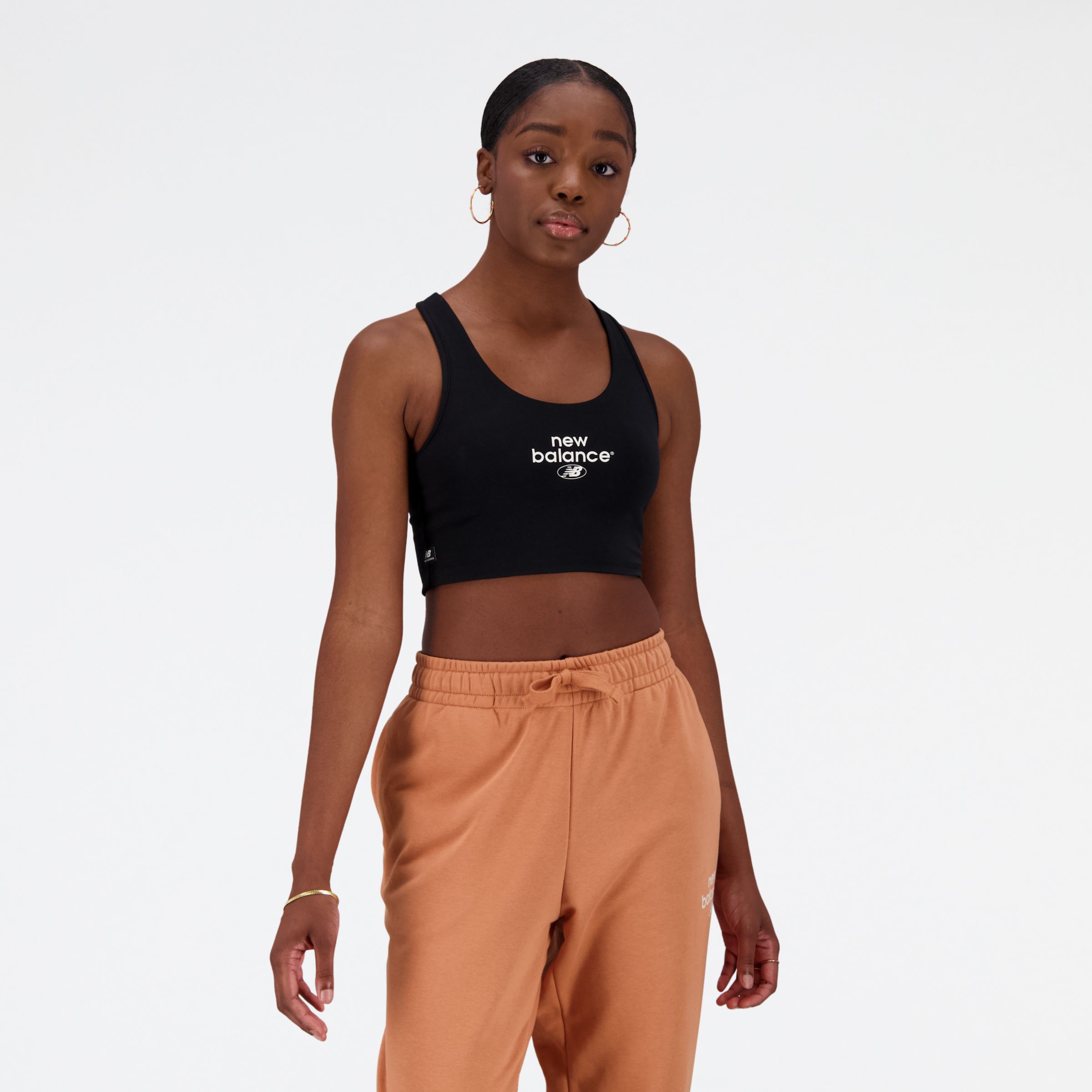 

New Balance Women's Essentials Reimagined Cotton Spandex Bra Top Black - Black