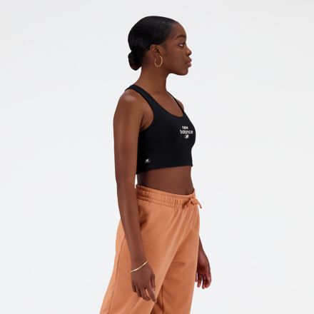 NEW BALANCE Essentials Americana Cotton Spandex Bra Top, | Black Women‘s  Top | YOOX