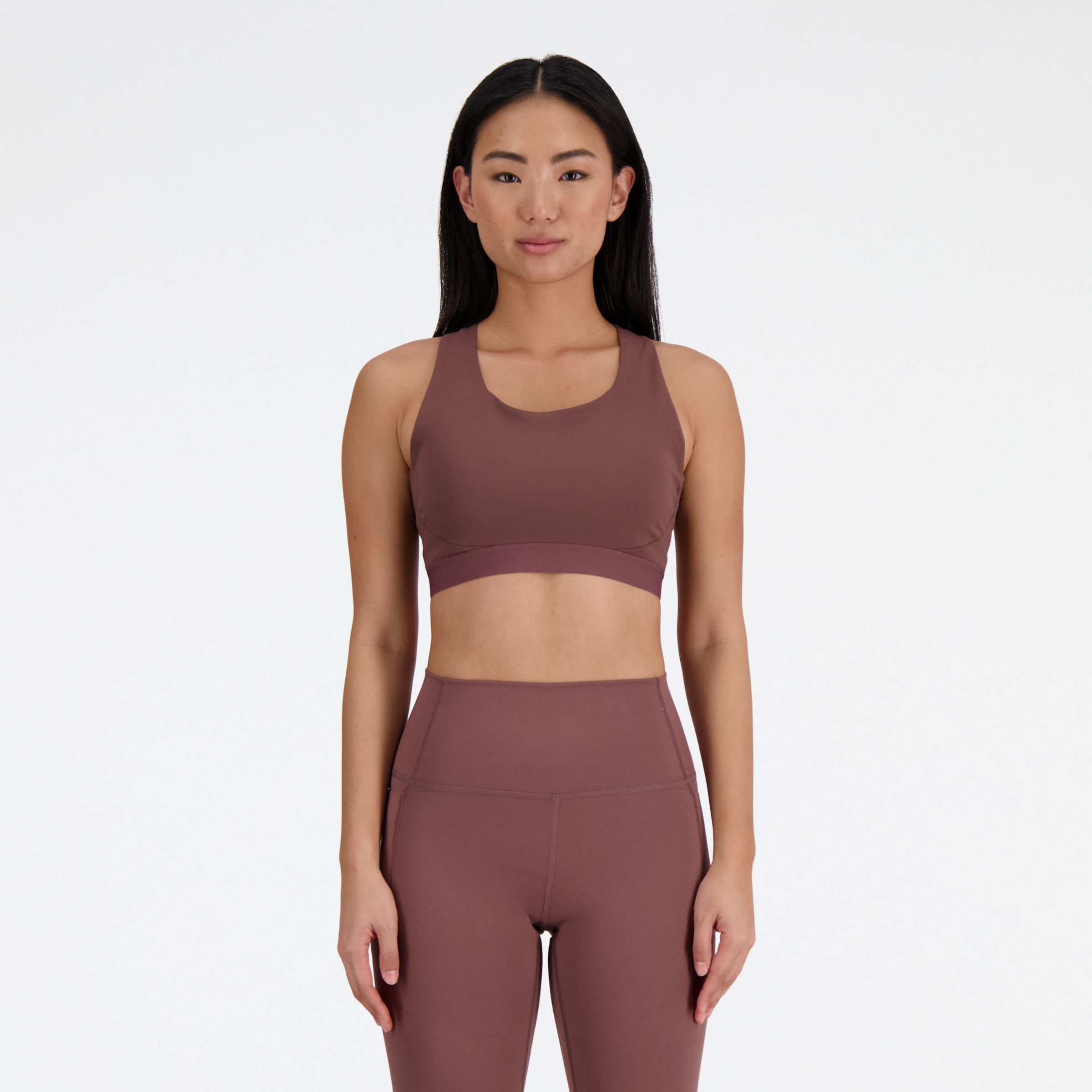

New Balance Women's NB Sleek Medium Support Pocket Sports Bra Brown - Brown