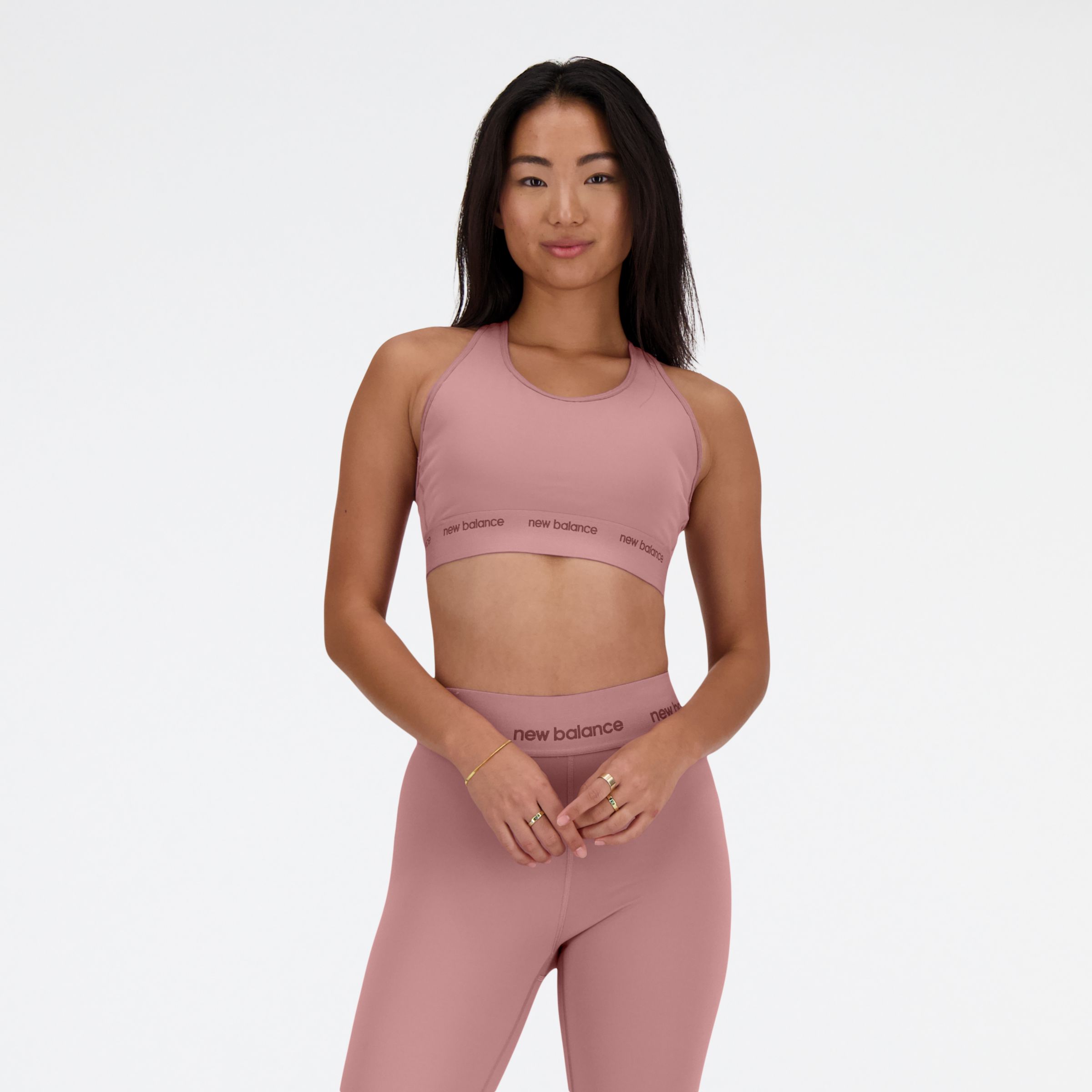 

New Balance Women's NB Sleek Medium Support Sports Bra Pink - Pink