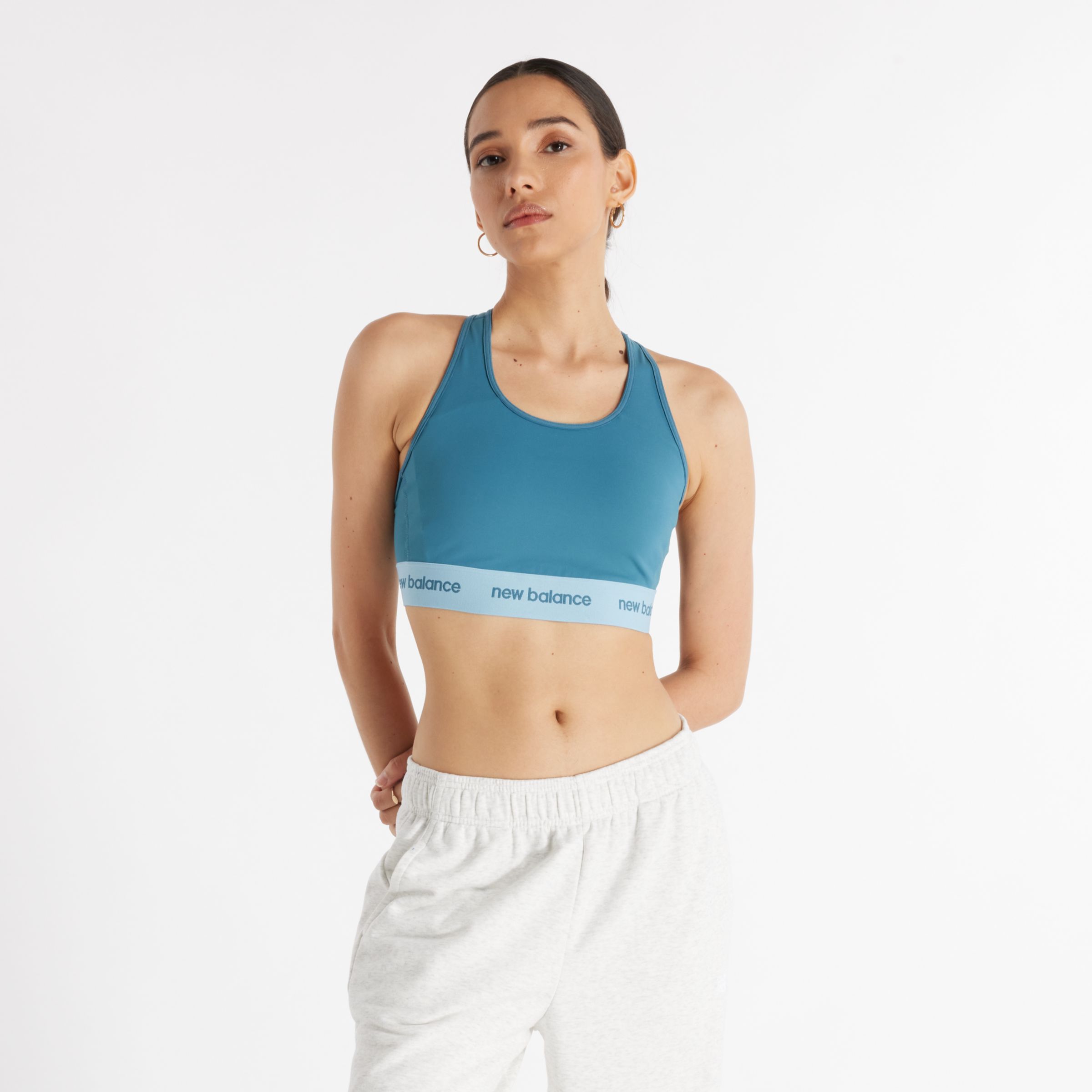 

New Balance Women's NB Sleek Medium Support Sports Bra Blue - Blue