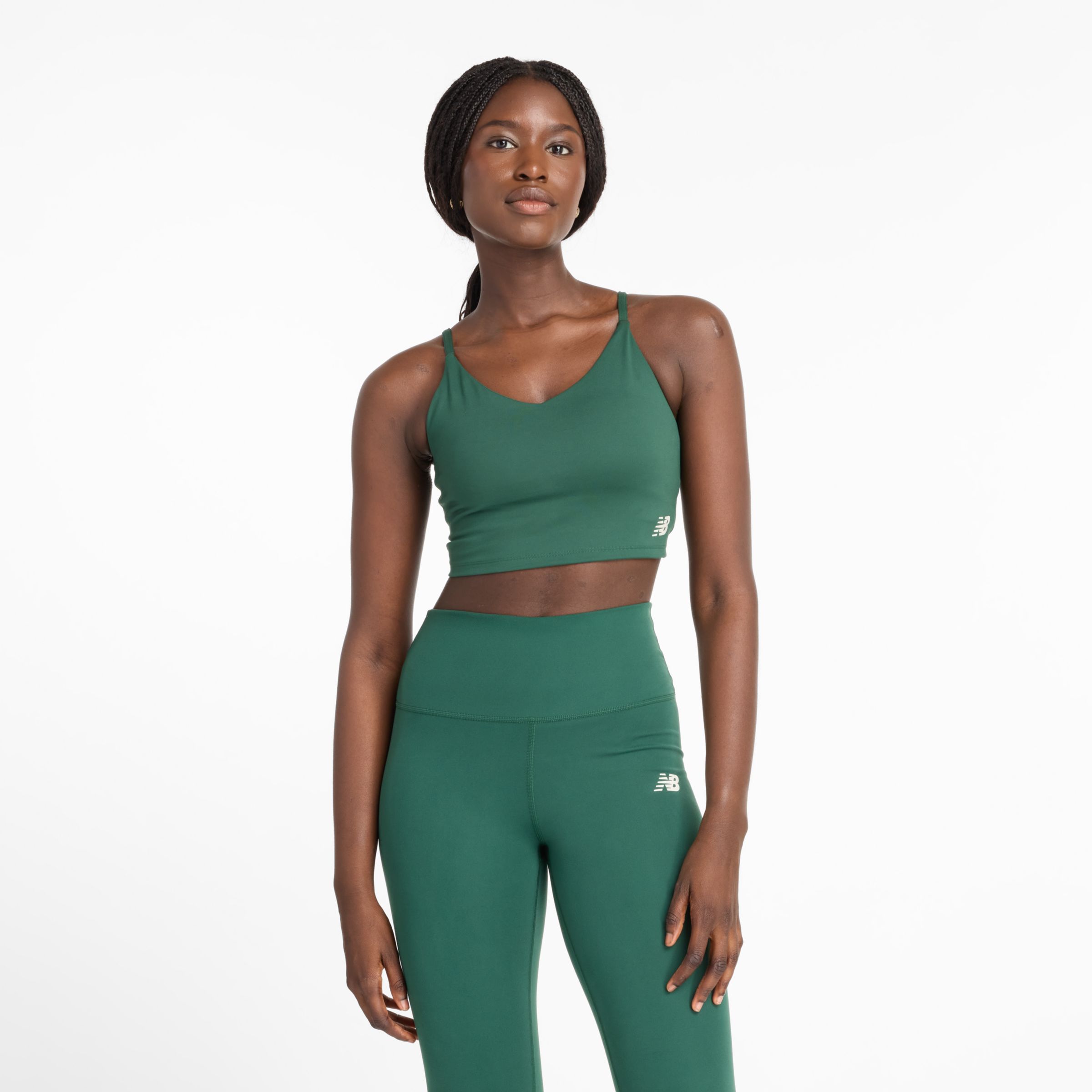 New Balance Women's NB Harmony Light Support Sports Bra in Green Poly Knit, size Medium