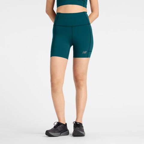 Женские шорты New Balance RC Elite Storage Short 6", цвет: Зелёный