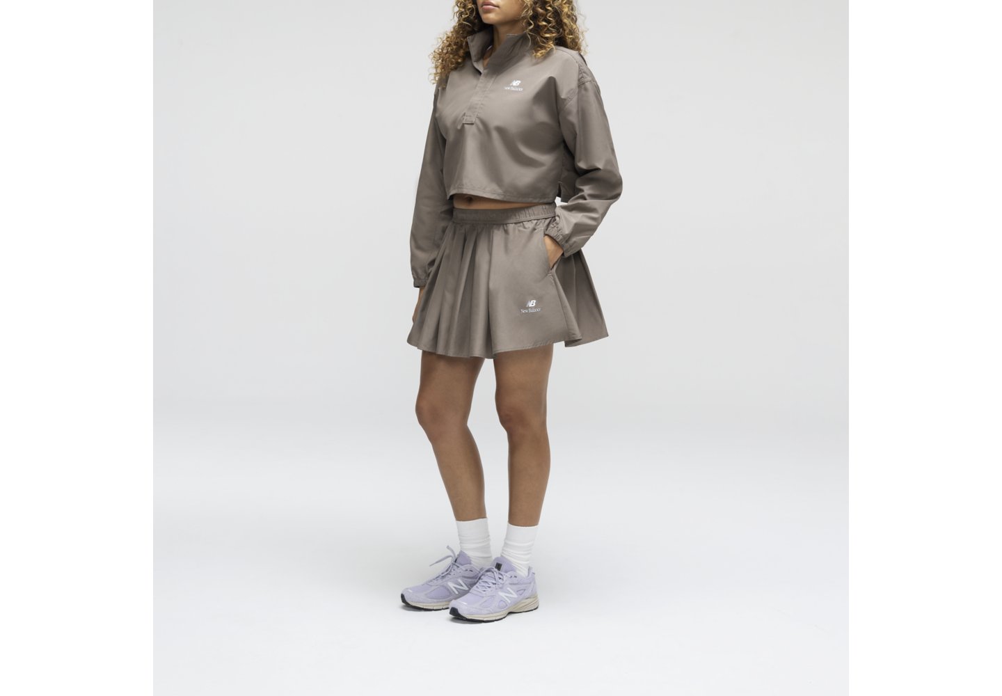 New Balance Made in USA Pleated Skirt in Thunder Brown — photo 1 of 1