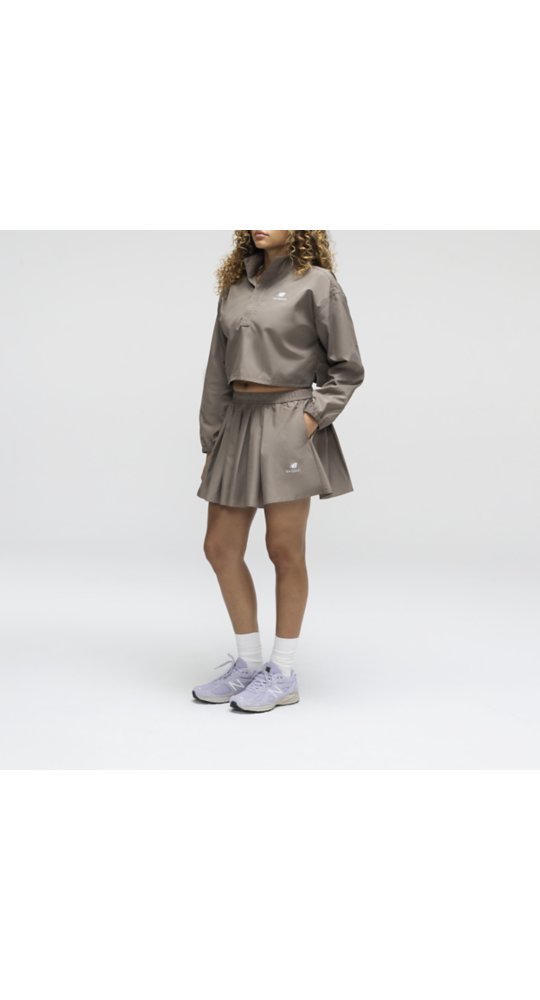 New Balance Made in USA Pleated Skirt in Thunder Brown