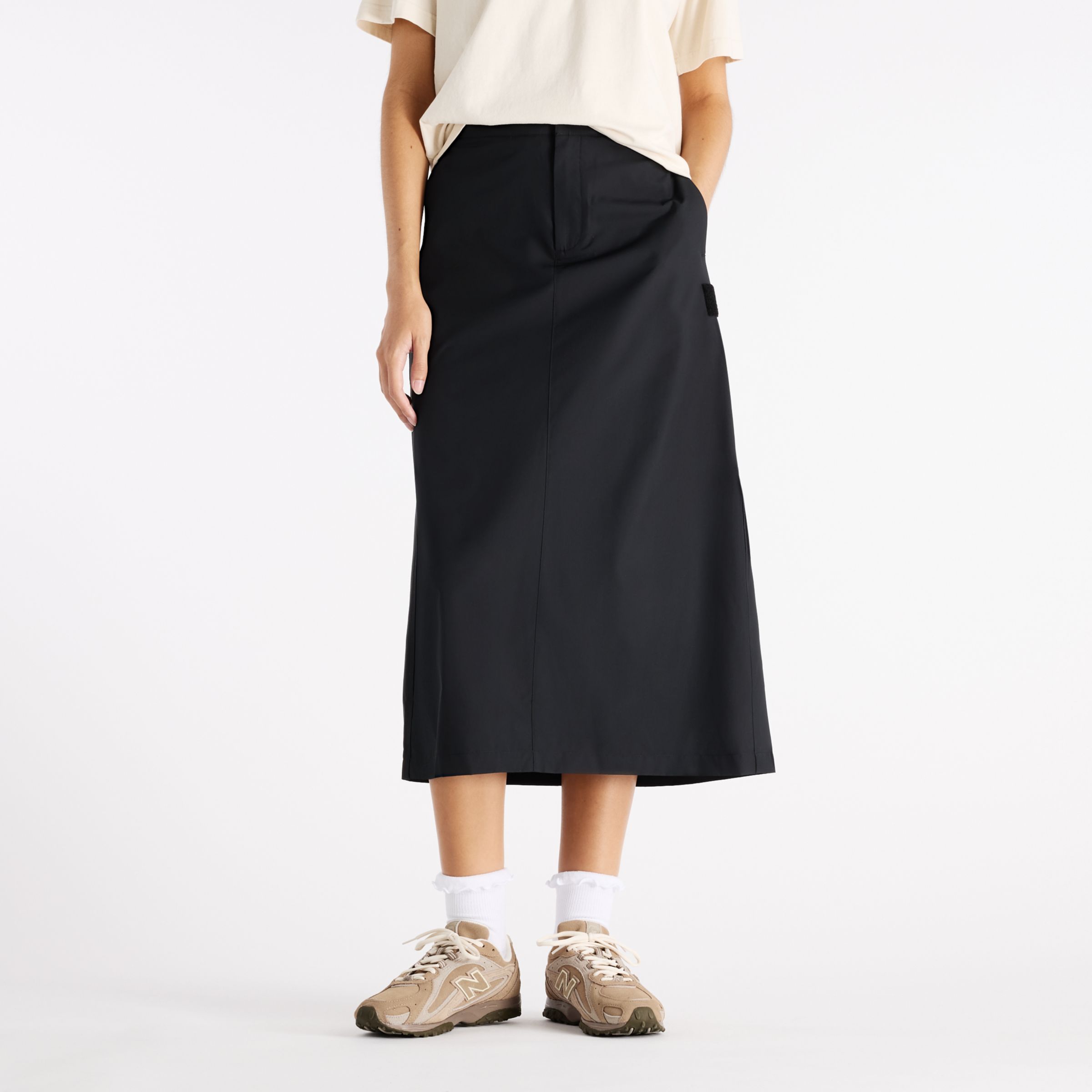 New Balance NBX Shifted Woven Midi Skirt, WB62U0DFBK