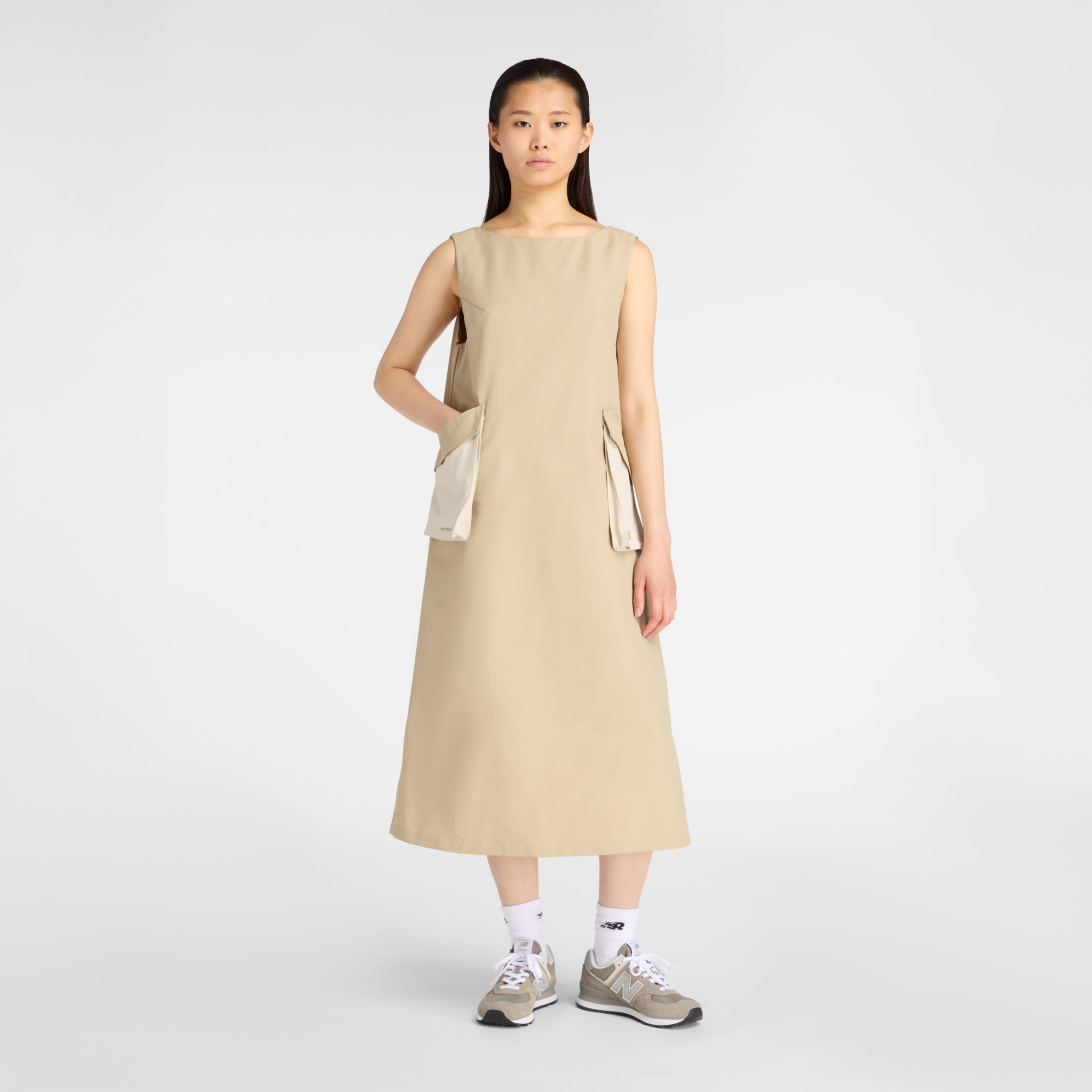 NB GREY カラーブロックドレス