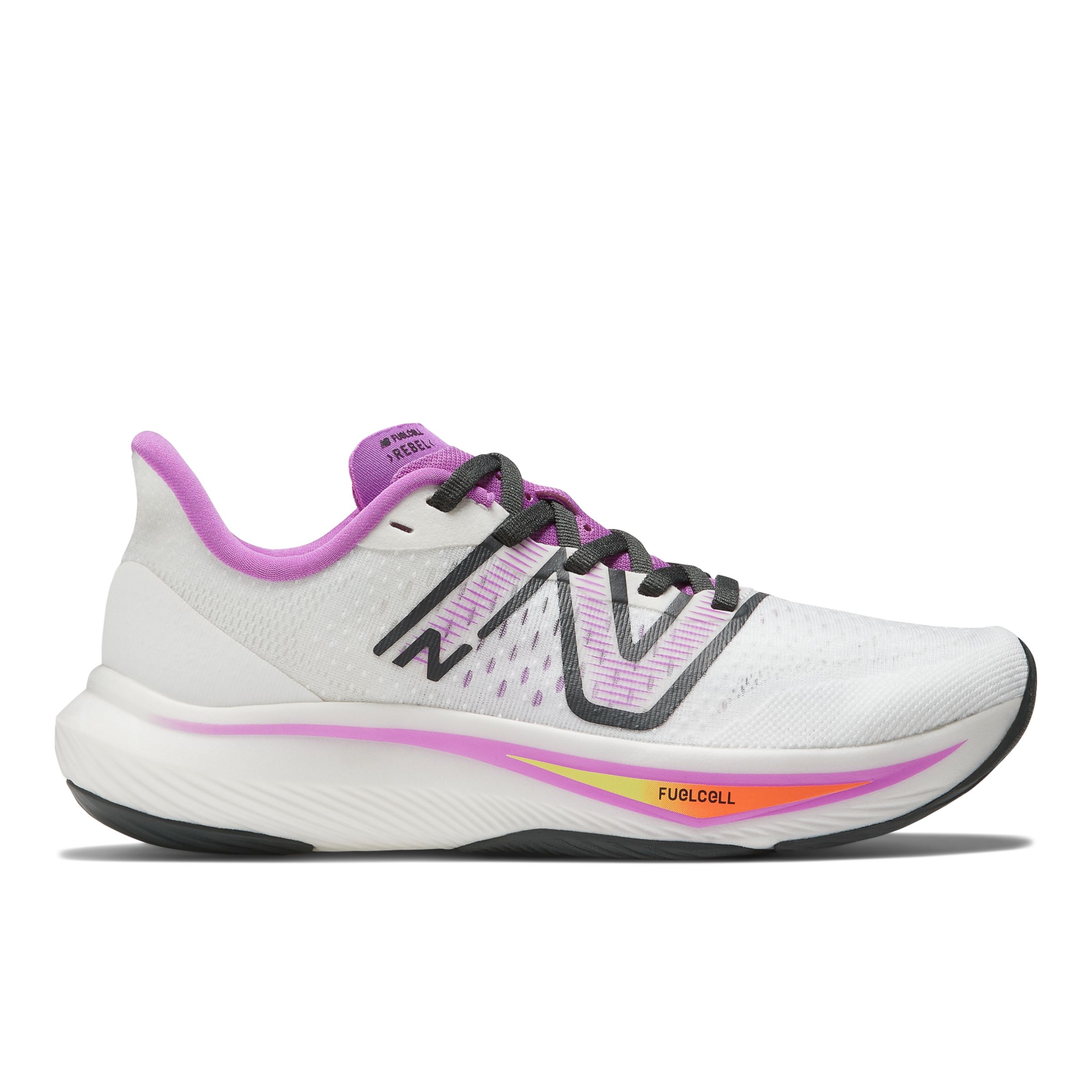 New Balance Femme FuelCell Rebel v3 en Blanc/Rose/Gris, Synthetic, Taille 42.5