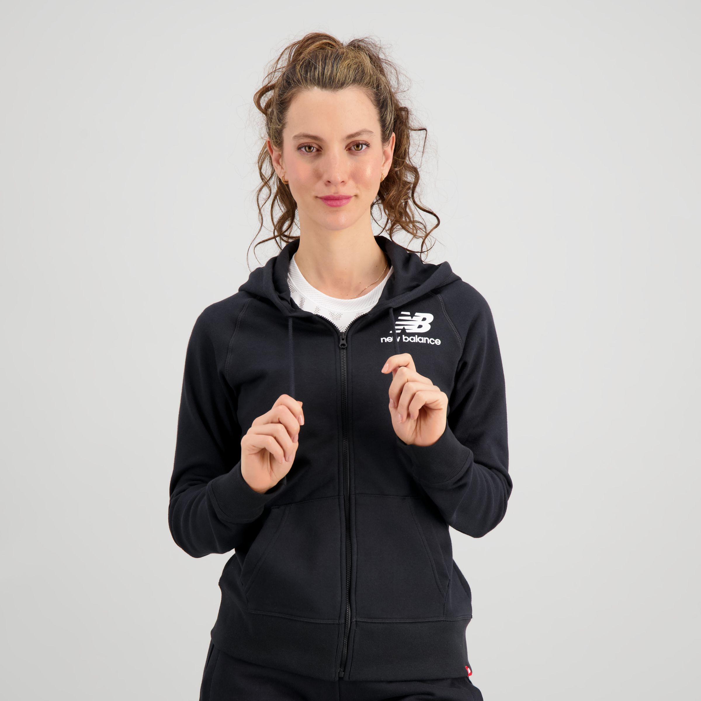 

New Balance Women's NB Essentials Full Zip Hoodie Black - Black