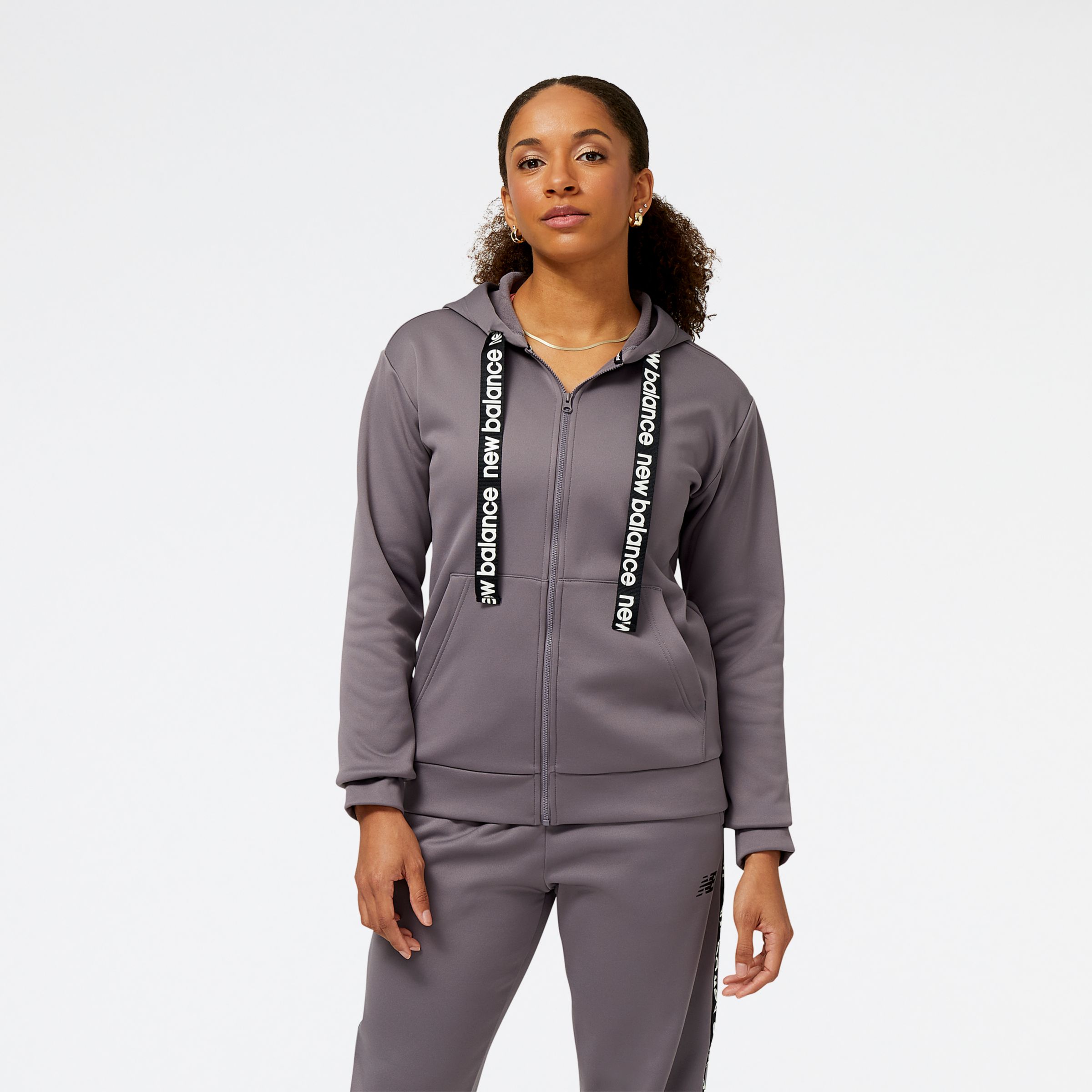 New Balance Mulher Relentless Performance Fleece Full Zip in Cinza, Poly Knit, Tamanho S