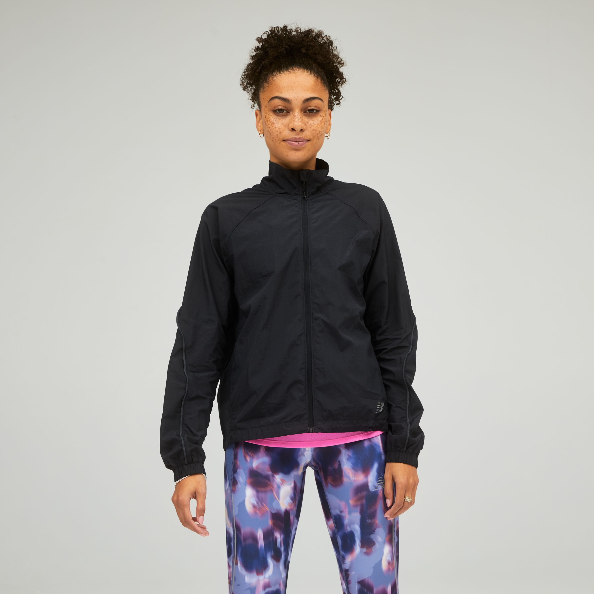 New Balance Mulheres Jaqueta Impact Run Packable in Preto, Polywoven, Tamanho M