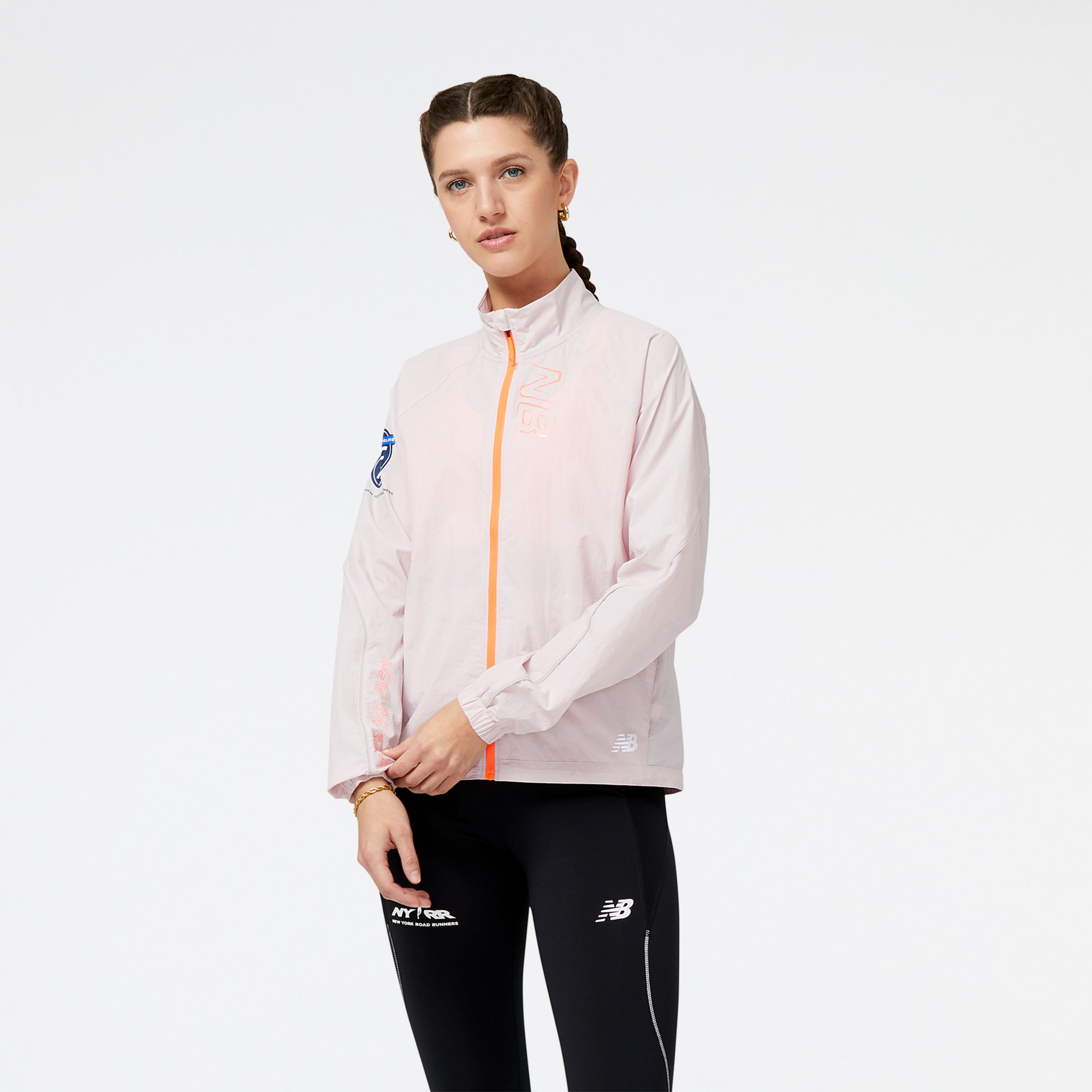 

New Balance Women's United Airlines NYC Half Printed Impact Run Packable Jacket Pink - Pink