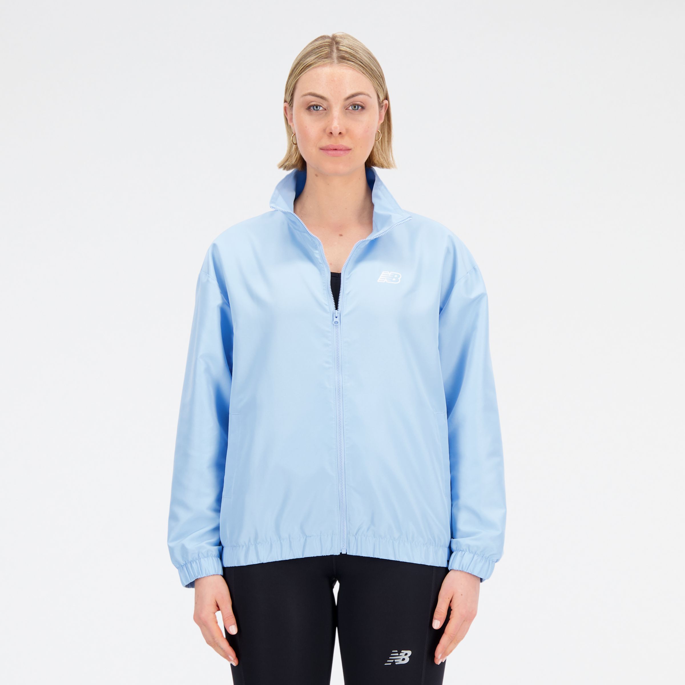 New Balance Women's Sport Woven Jacket in Blue Polywoven, size Medium