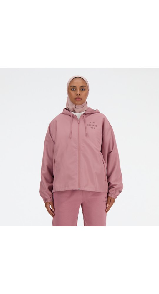 New Balance Iconic Collegiate Woven Jacket in Rosewood
