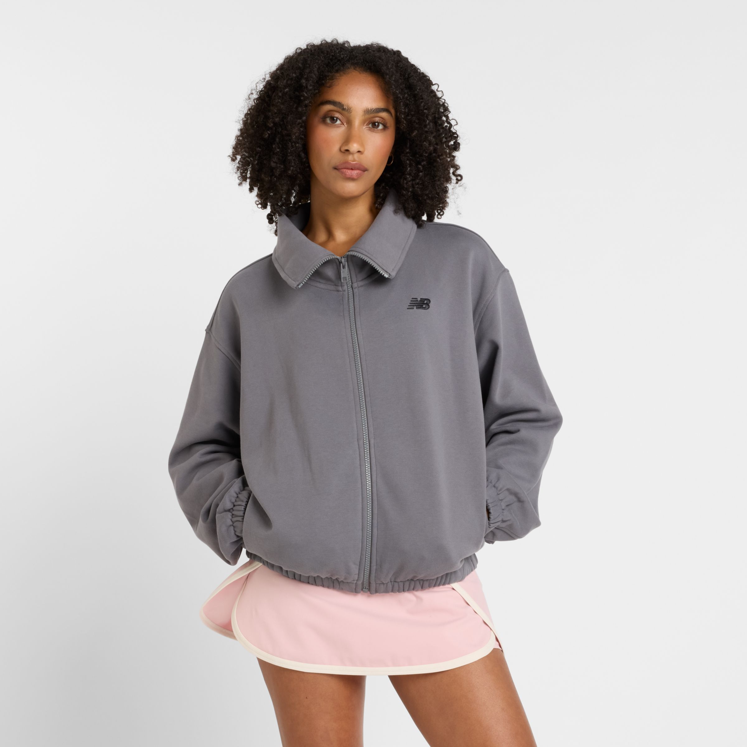 

New Balance Women's NB French Terry Full-Zip Grey - Grey
