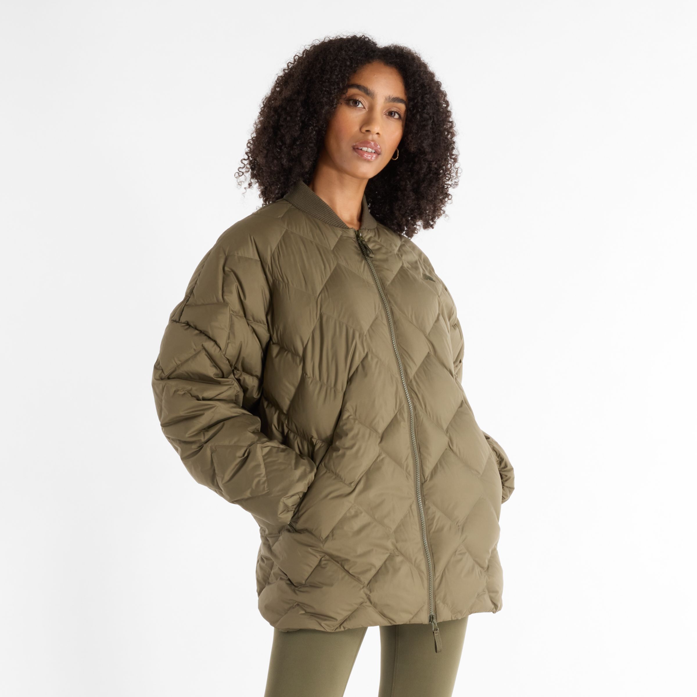 New Balance Women's Pinnacle Bomber in Green Polywoven, size Medium