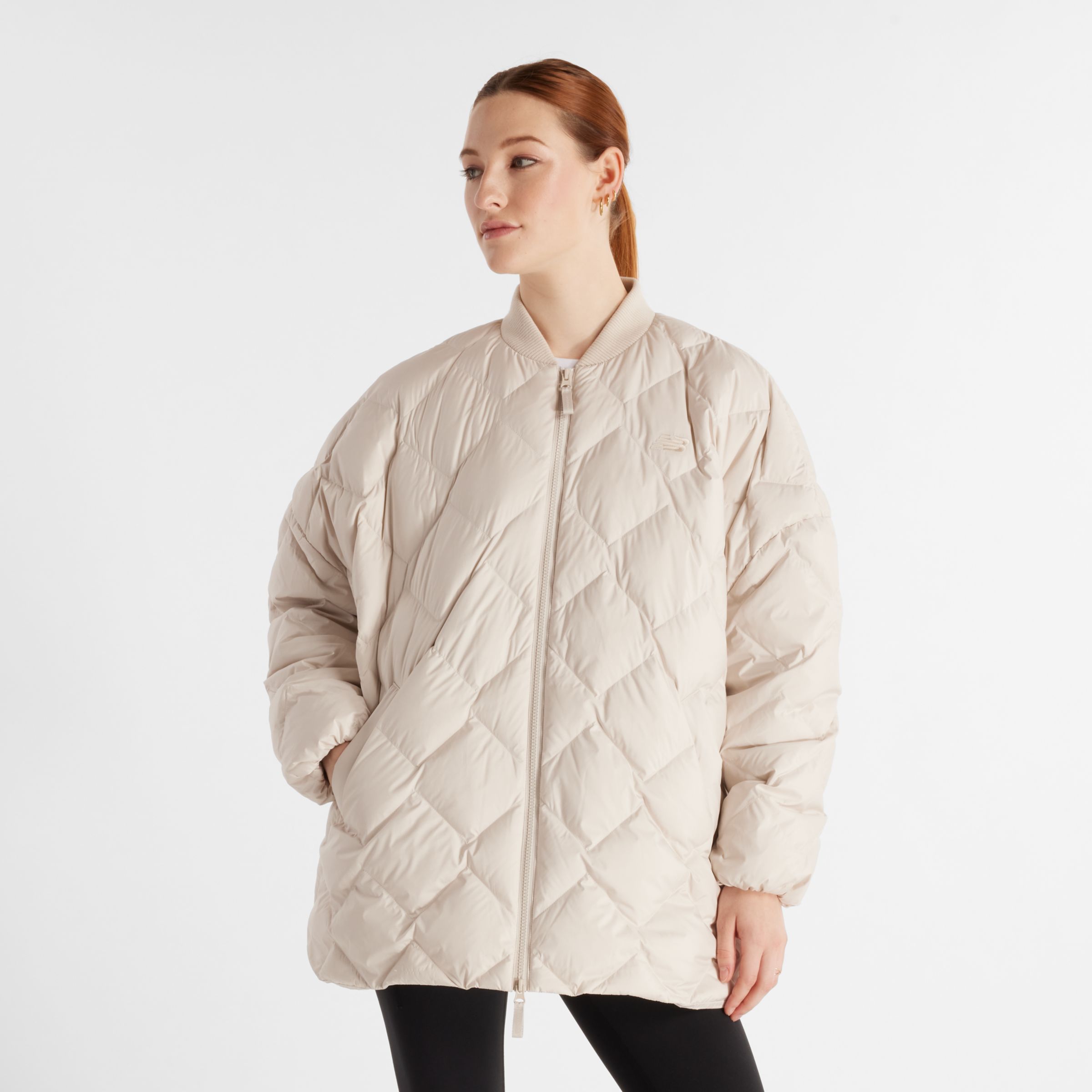 New Balance Women's Pinnacle Bomber in Grey Polywoven, size Medium