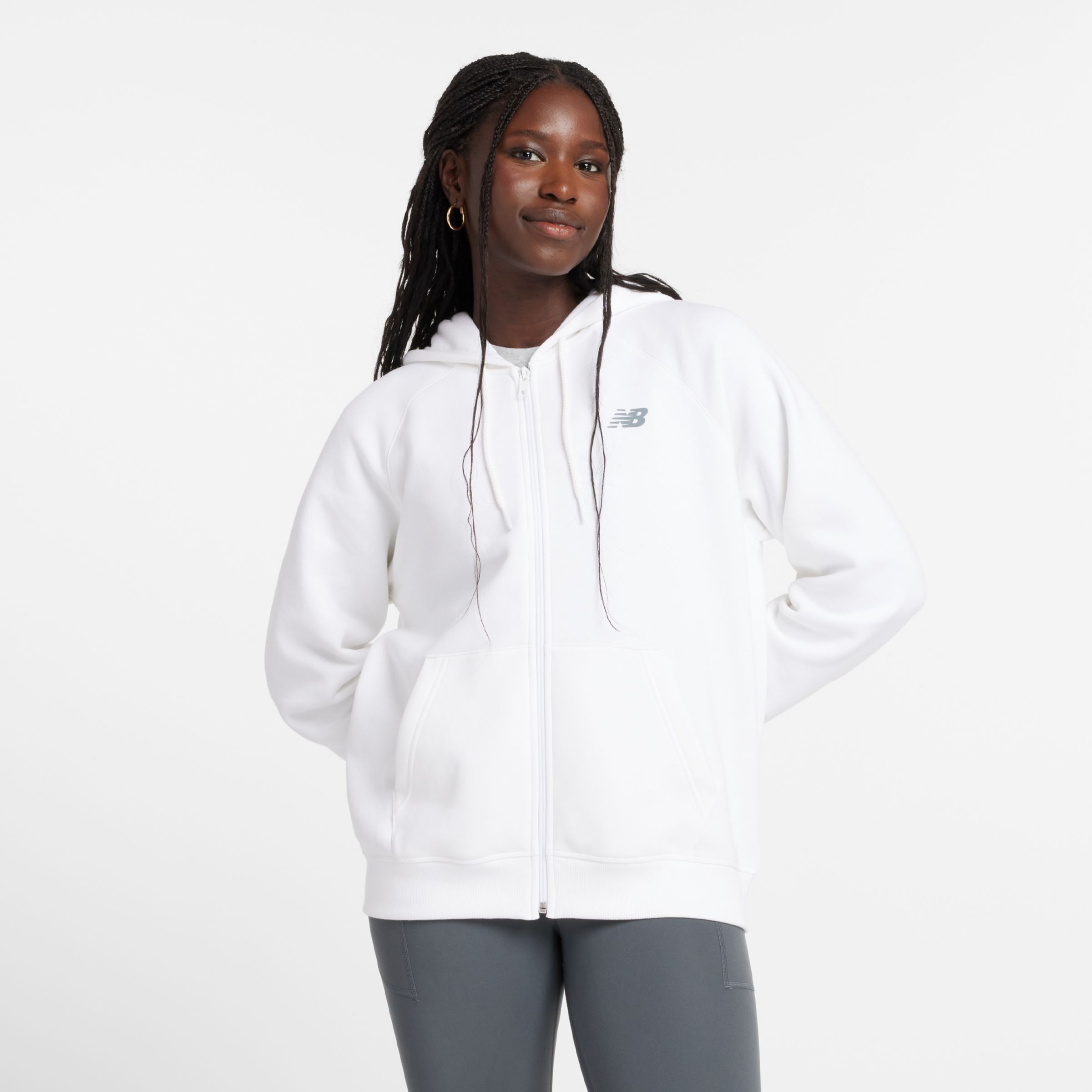 

New Balance Women's Sport Fleece Logo Full Zip White - White