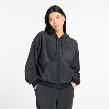 Black fleece full zip sale