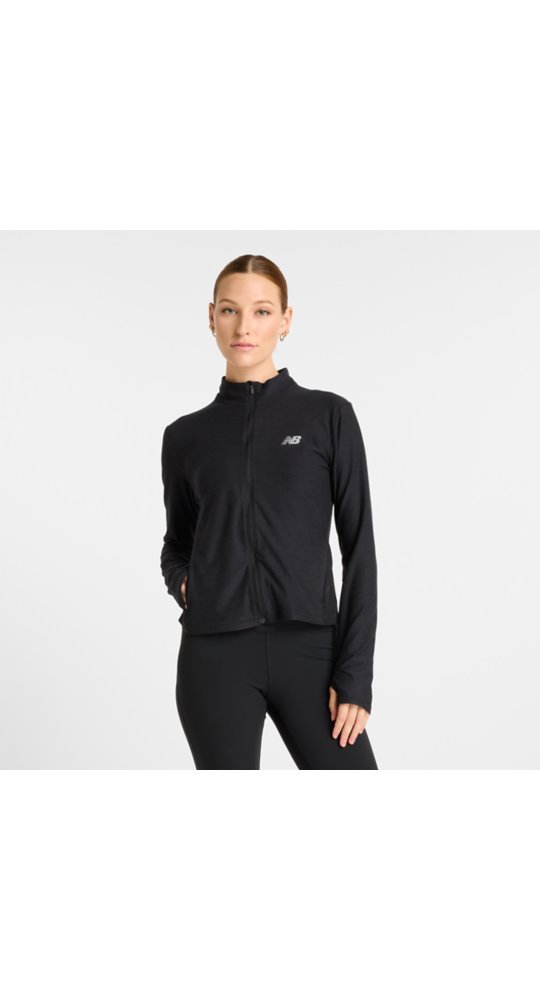 New Balance Space Dye Full Zip in Black Heather