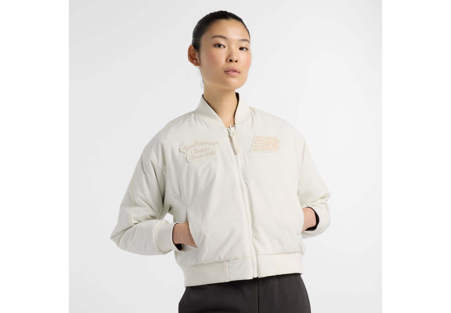 New Balance NBX Lunar New Year Woven Bomber Jacket in Cannoli Cream — photo 1 of 1