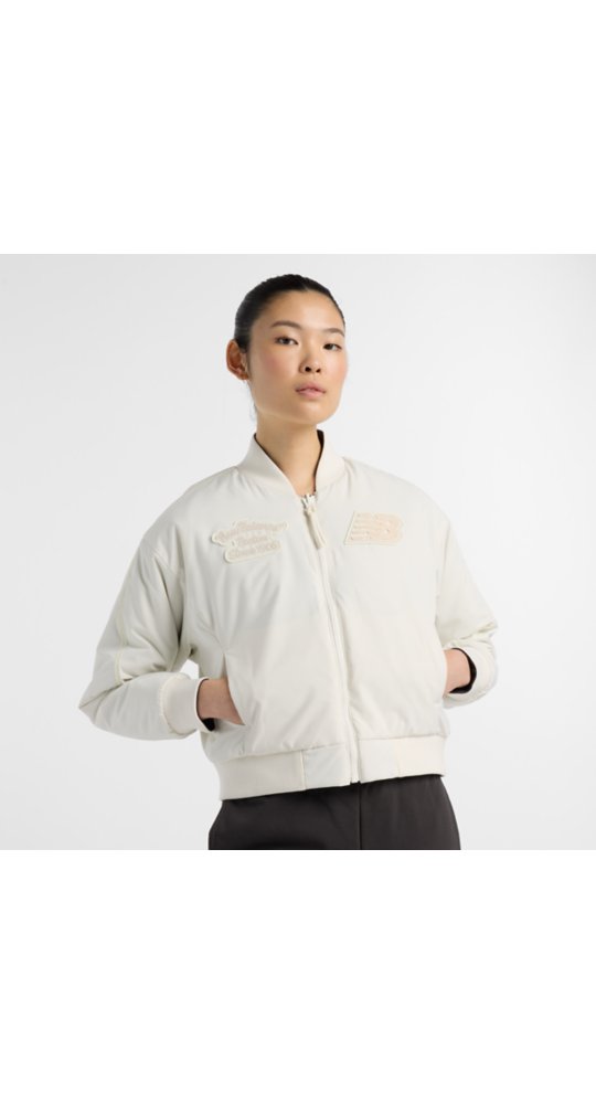 New Balance NBX Lunar New Year Woven Bomber Jacket in Cannoli Cream