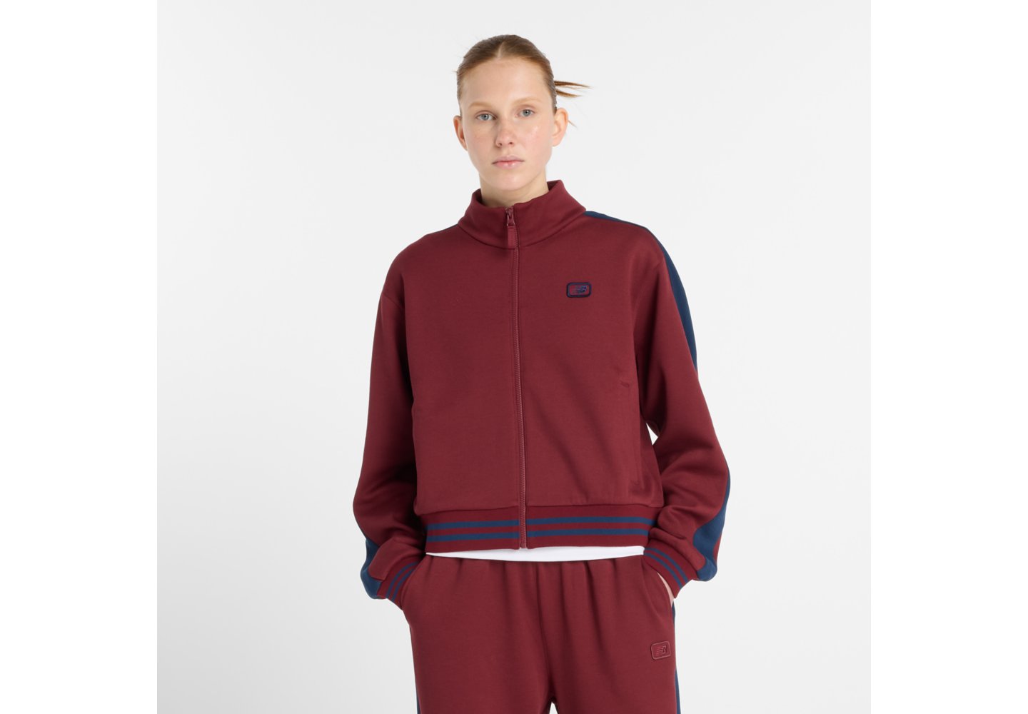 New Balance Post Season Pique Track Jacket in Monarch Burgundy — photo 1 of 1