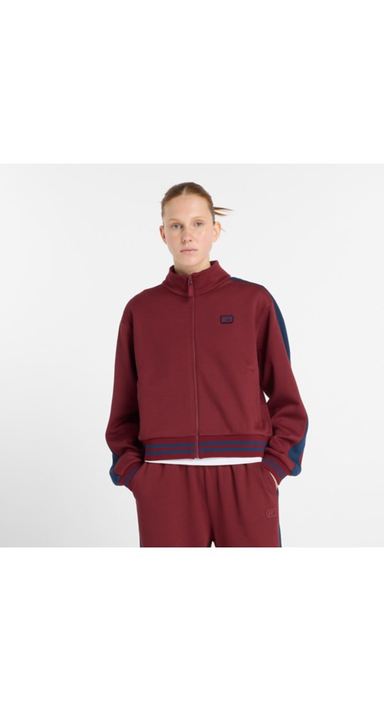 New Balance Post Season Pique Track Jacket in Monarch Burgundy