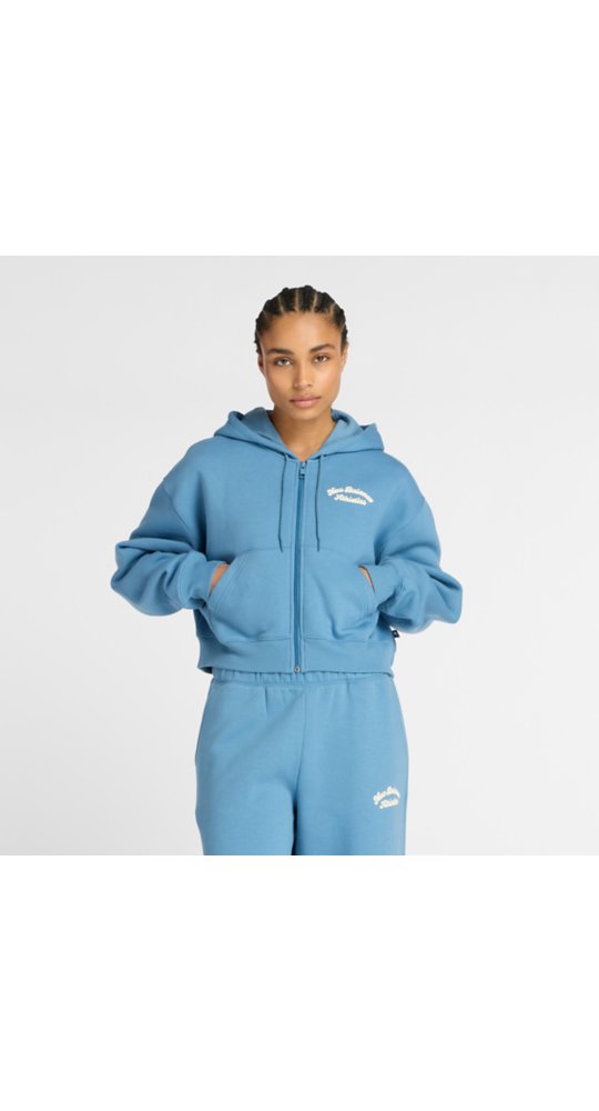 New Balance Linear Heritage Fleece Full Zip in Shoreline Blue