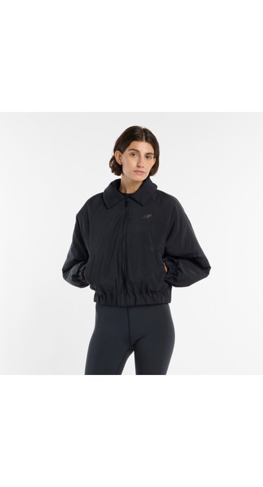 New Balance Woven Bomber Jacket in Black