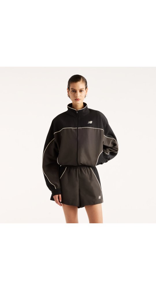 New Balance Trackside Woven Jacket in Black Cement