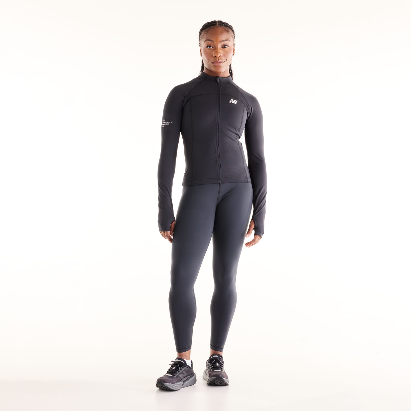 Женское худи New Balance NYC Marathon NB Harmony Fitted Full Zip, цвет: Чёрный — фото 2