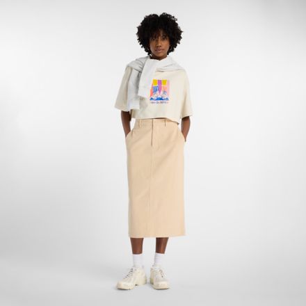 Jupe midi en velours côtelé extensible