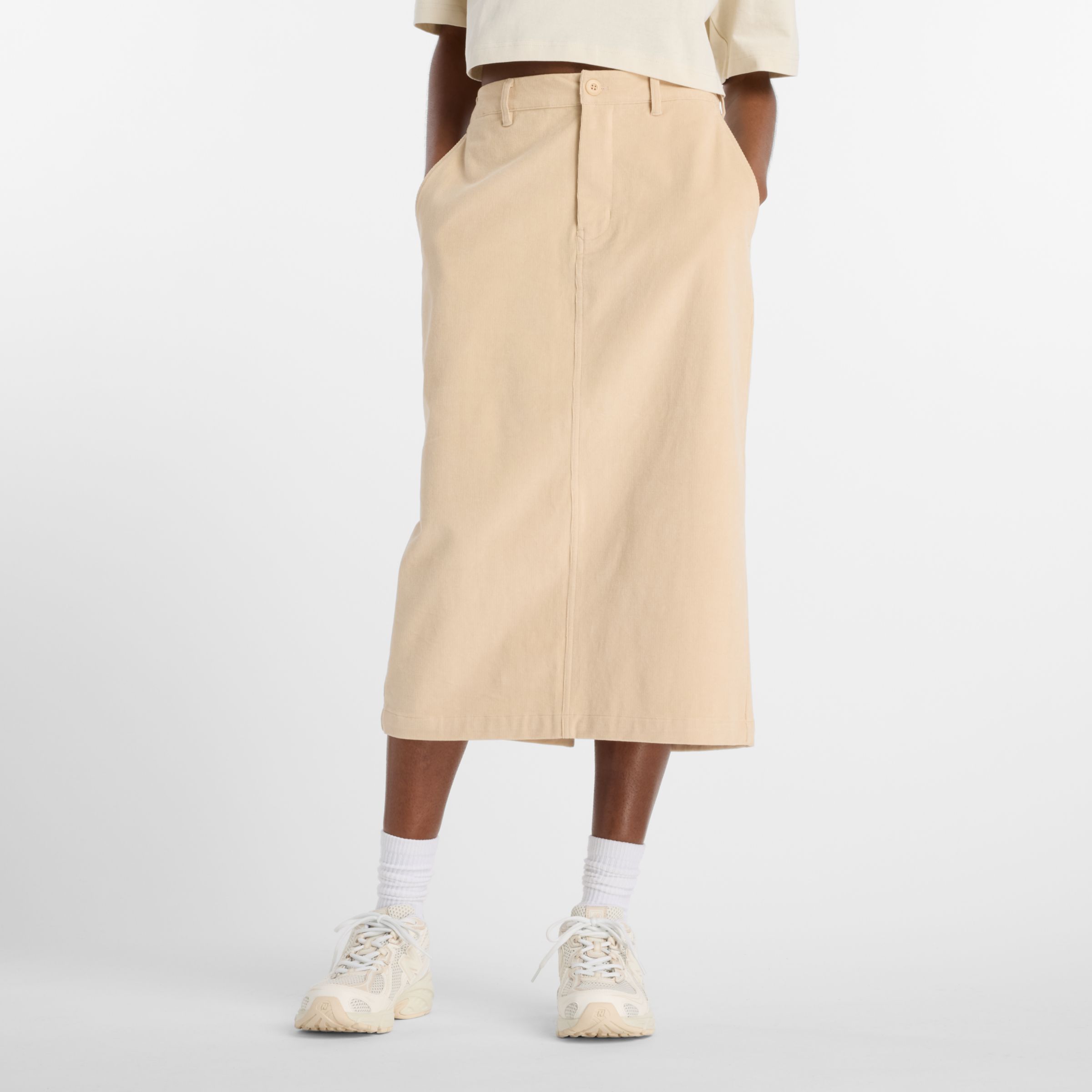 New Balance Women's Stretch Corduroy Midi Skirt In Nude