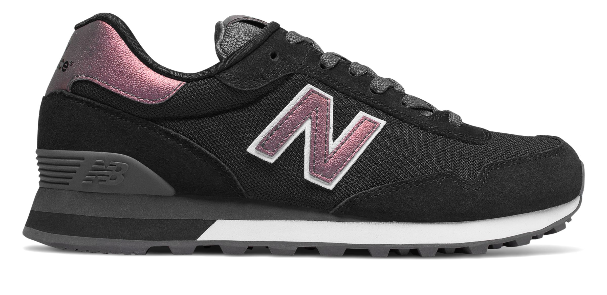 New Balance Mujer 515 Classic in Negro/Gris, Suede/Mesh, Talla 36.5 - WL515CSD