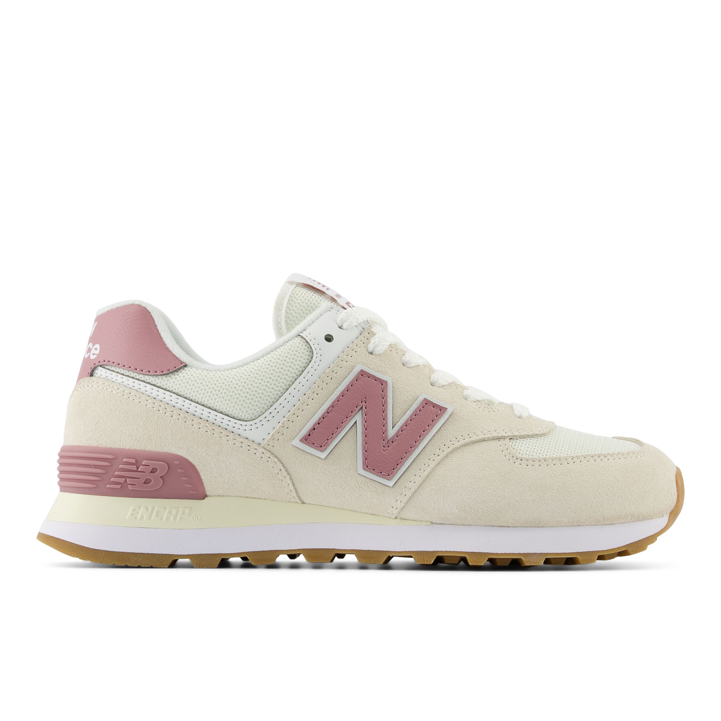 

New Balance Women's 574 Beige/White/Pink - Beige/White/Pink